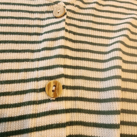 Lush, womens size L, green & white stripes w/ faux buttons, tie w/ flowy sleeves - Picture 7 of 14